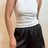 The Elevated Everyday Satin Shorts in Brown