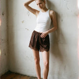 The Elevated Everyday Satin Shorts in Brown