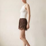 The Elevated Everyday Satin Shorts in Brown