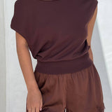 The Elevated Everyday Satin Shorts in Brown