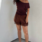 The Elevated Everyday Satin Shorts in Brown