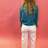 Saturdays Stripe Gauze Shirt in Blue