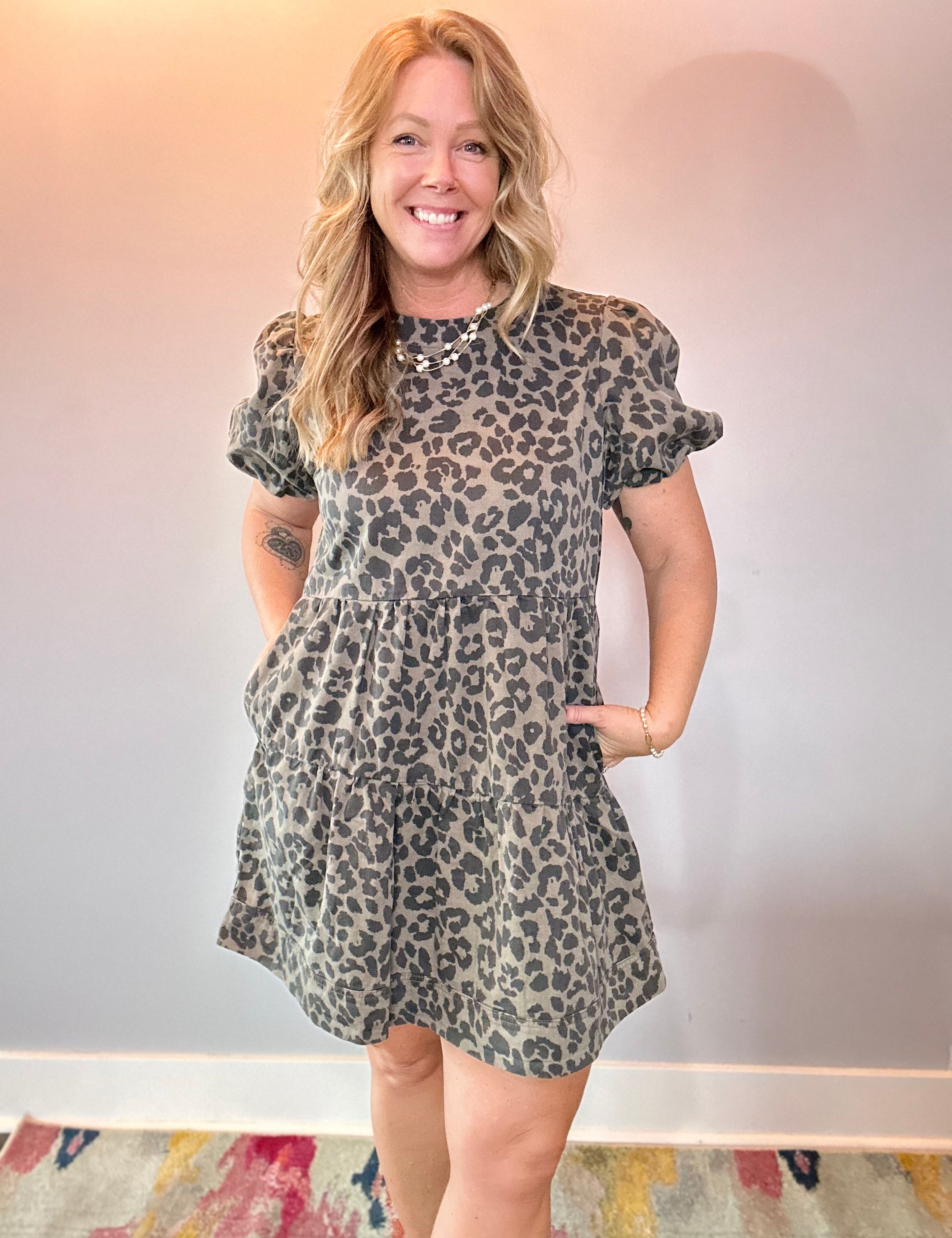Savannah Tiered Leopard Mini Dress