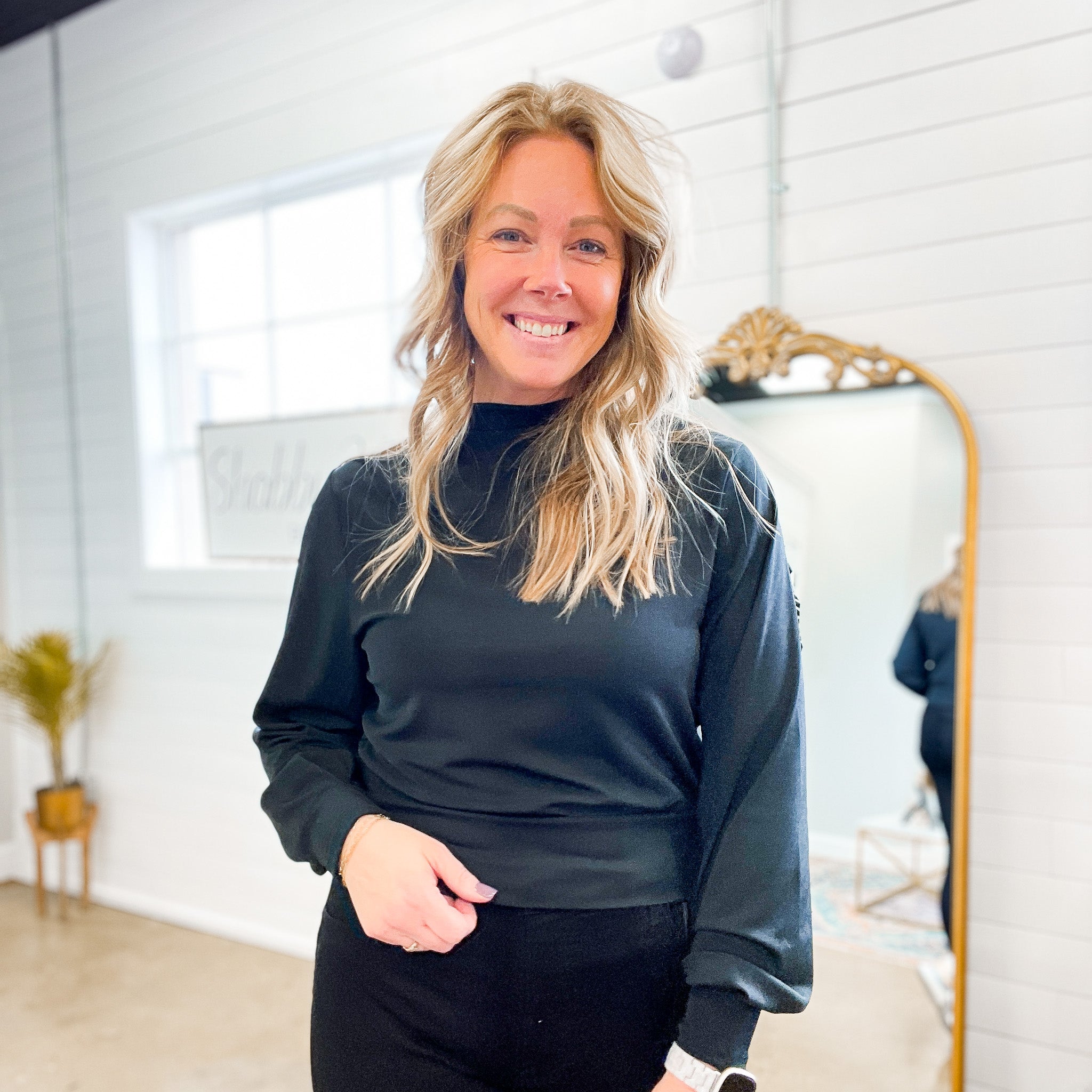 Scorpio Shine Jersey Top in Black