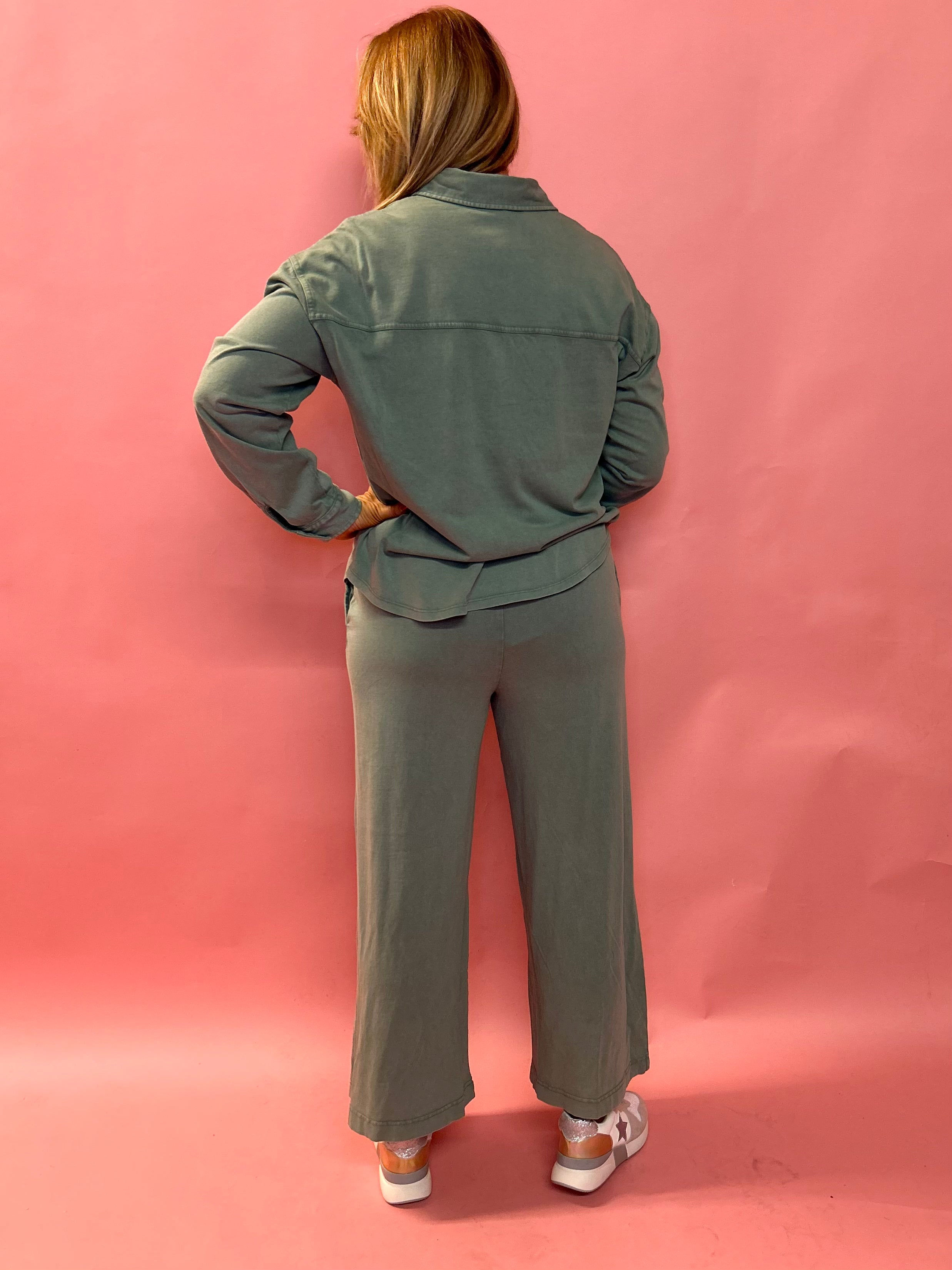 Scout Jersey Flare Pant in Palm Green