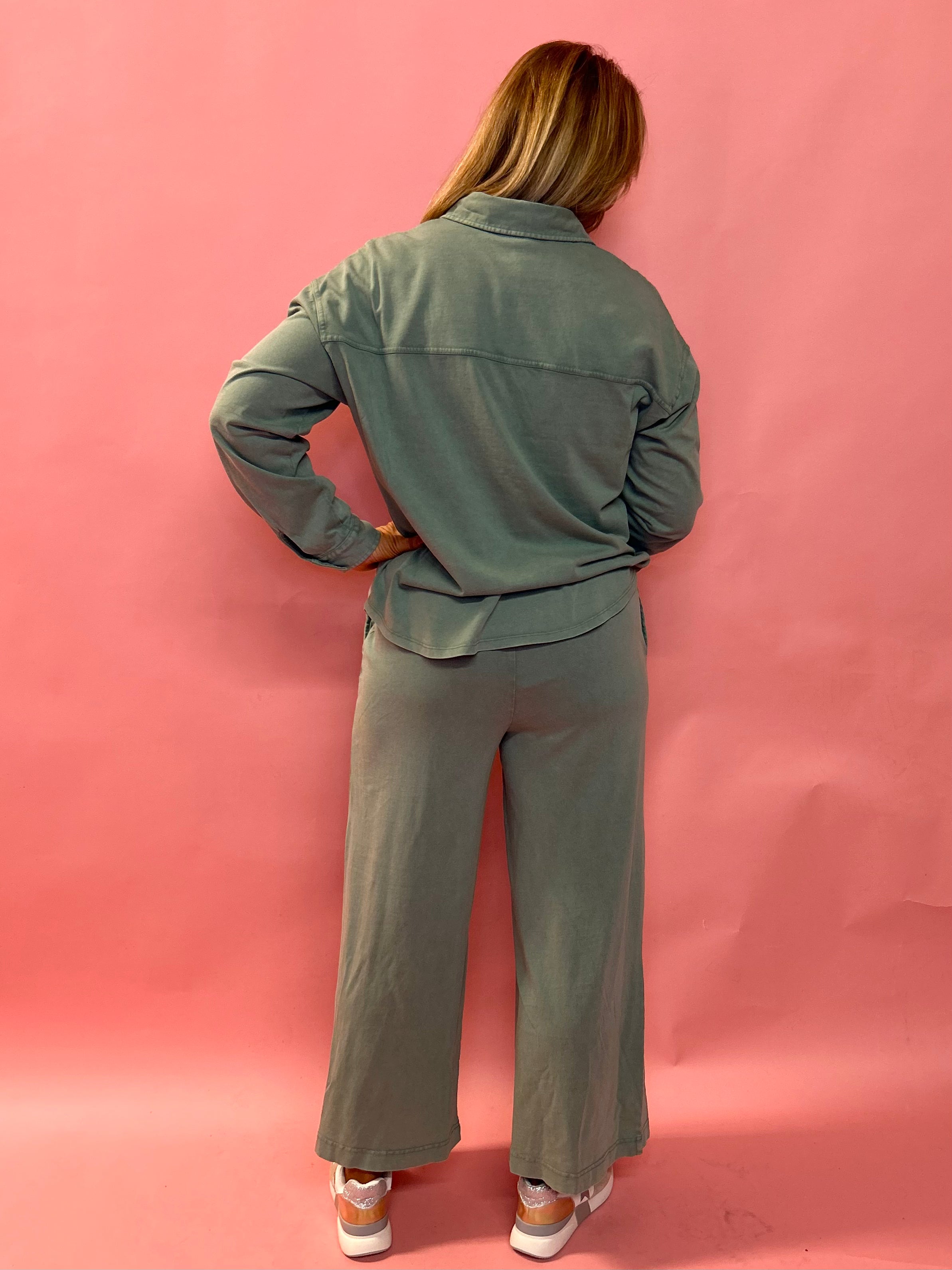 Scout Jersey Flare Pant in Palm Green