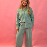 Scout Jersey Flare Pant in Palm Green