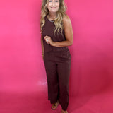 Sloan Linen Top in Choc Cherry (ZSupply) - Shabby 2 Chic Boutiques