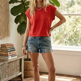 Scuba Polka Dot Relaxed Top in Red & White