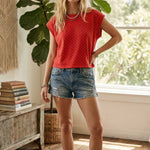 White scuba knit top with polka dot print, cap sleeves and relaxed fit – Shabby 2 Chic Boutiques