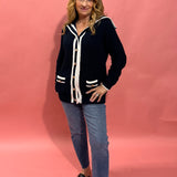 Seaside Chic Knit Car Striped Trim Cardigan - Shabby 2 Chic Boutiques