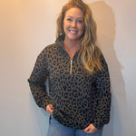 Shadow Cheetah Quarter-Zip Pullover — Grey