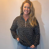 Shadow Cheetah Quarter-Zip Pullover — Grey