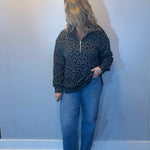 Shadow Cheetah Quarter-Zip Pullover — Grey