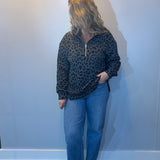 Shadow Cheetah Quarter-Zip Pullover — Grey