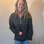 Shadow Cheetah Quarter-Zip Pullover — Grey