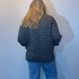 Shadow Cheetah Quarter-Zip Pullover — Grey