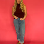 Sheer Genius Plisse Mock Neck Blouse in Oxblood