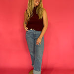 Sheer Genius Plisse Mock Neck Blouse in Oxblood
