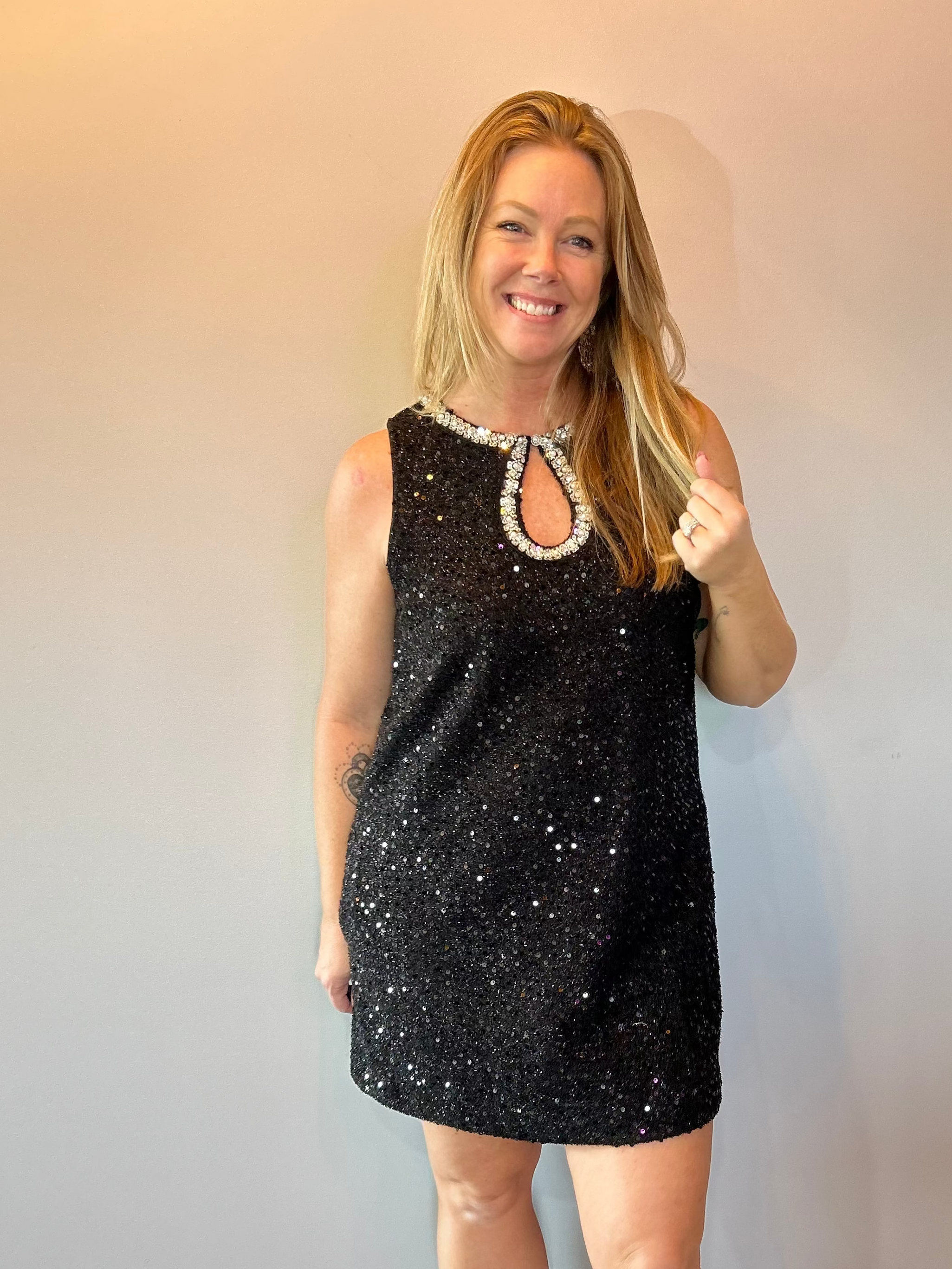 Shimmer & Shine Sequin Mini Dress in Black - Shabby 2 Chic Boutiques