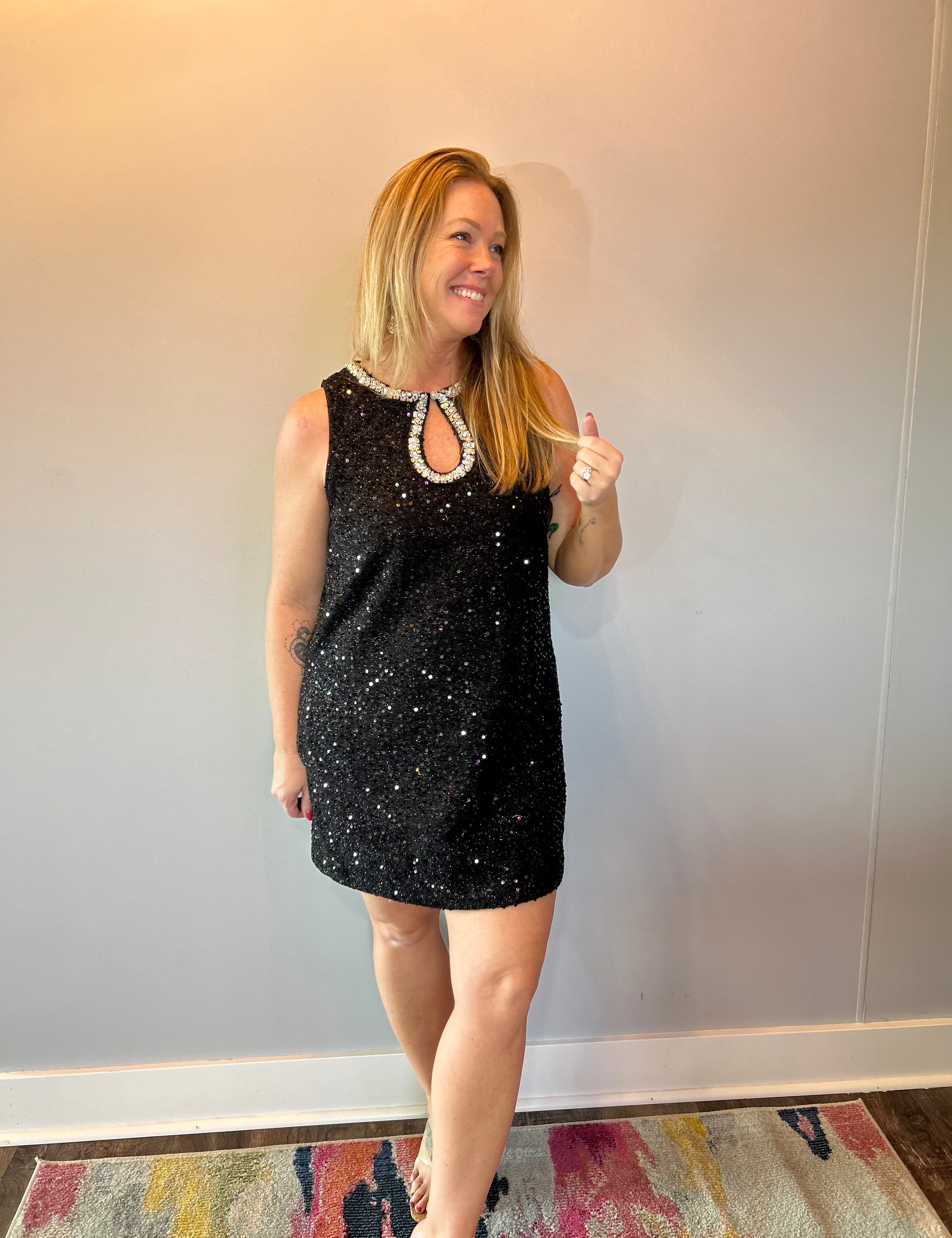 Shimmer & Shine Sequin Mini Dress in Black - Shabby 2 Chic Boutiques