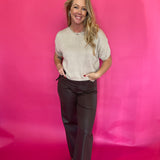 Short Sleeve Boxy Knit Top in Oatmeal