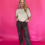 Short Sleeve Boxy Knit Top in Oatmeal