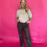 Short Sleeve Boxy Knit Top in Oatmeal
