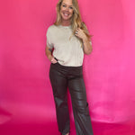 Short Sleeve Boxy Knit Top in Oatmeal