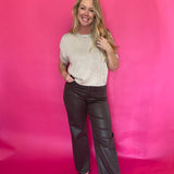 Short Sleeve Boxy Knit Top in Oatmeal