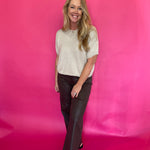 Short Sleeve Boxy Knit Top in Oatmeal