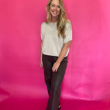 Short Sleeve Boxy Knit Top in Oatmeal