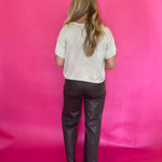 Short Sleeve Boxy Knit Top in Oatmeal