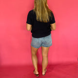 Navy textured cotton short-sleeve pullover knit top with a relaxed fit – Shabby 2 Chic Boutiques