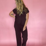 Simply Soft Cap-Sleeve Knit Top in Brown