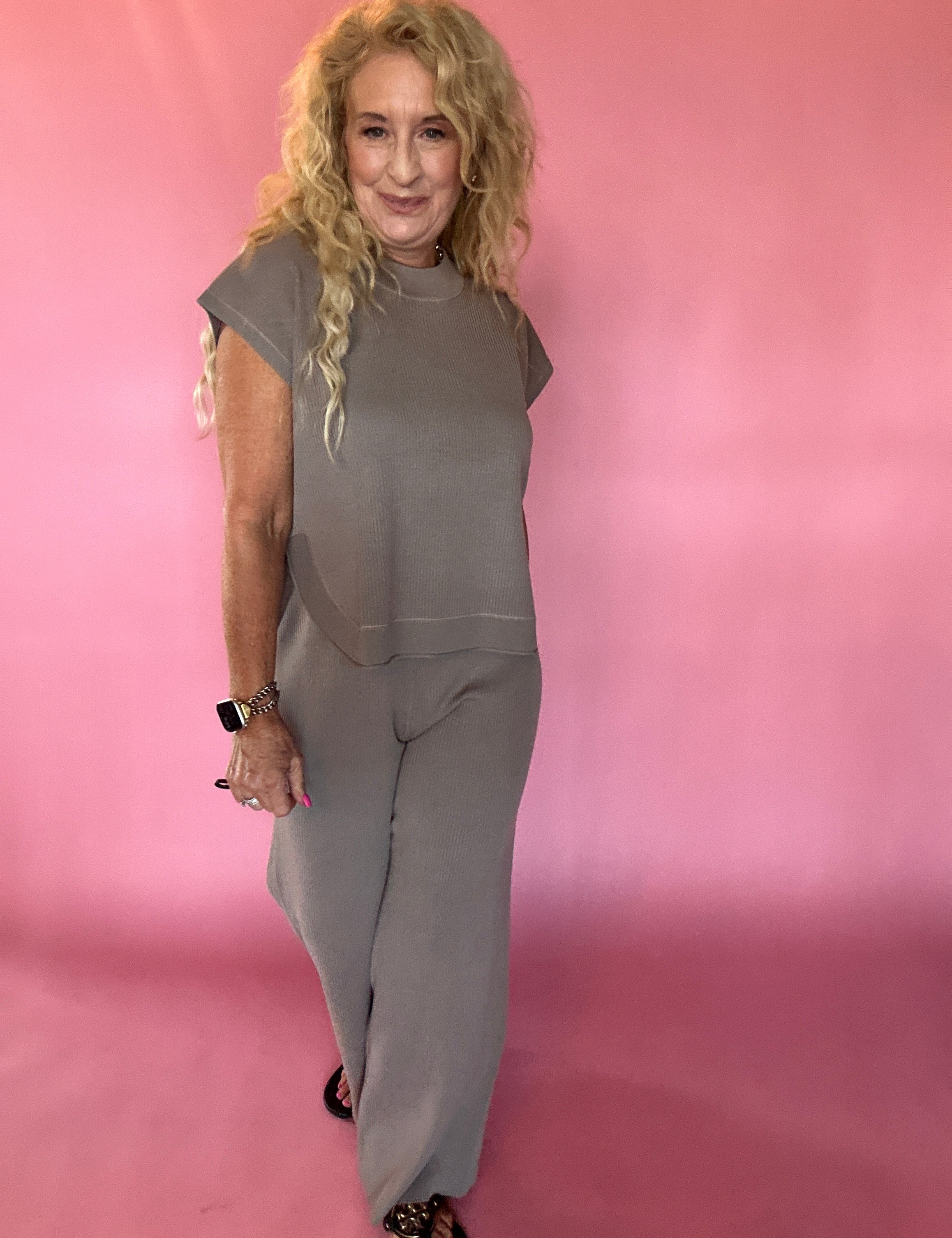 Polished Ease Knit Pants in Grey