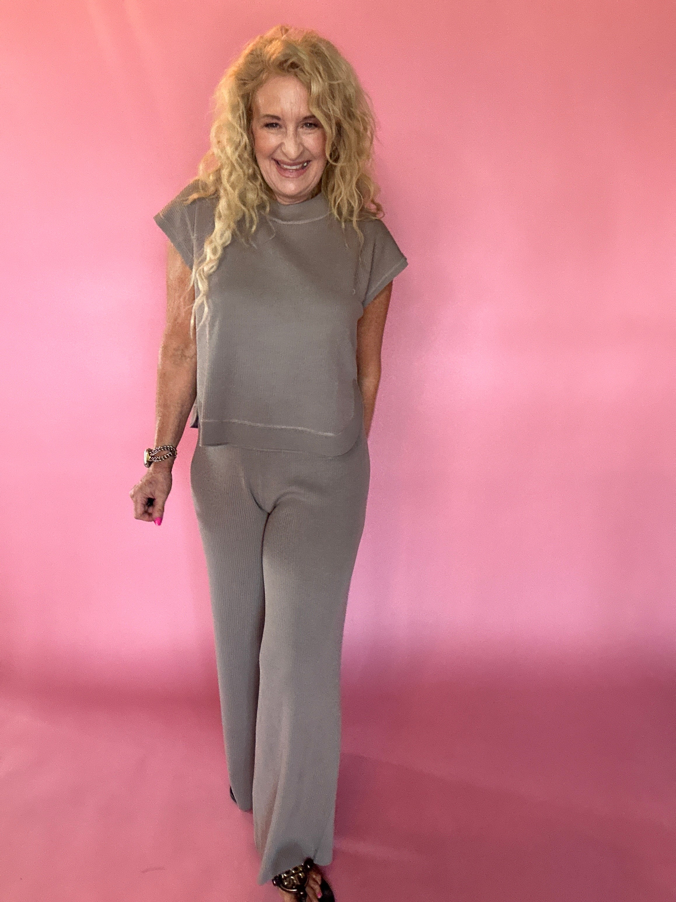 Polished Ease Knit Pants in Grey