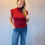 Sleek & Simple Mock Neck Knit Tank in Burgundy
