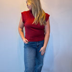 Sleek & Simple Mock Neck Knit Tank in Burgundy