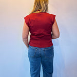 Sleek & Simple Mock Neck Knit Tank in Burgundy