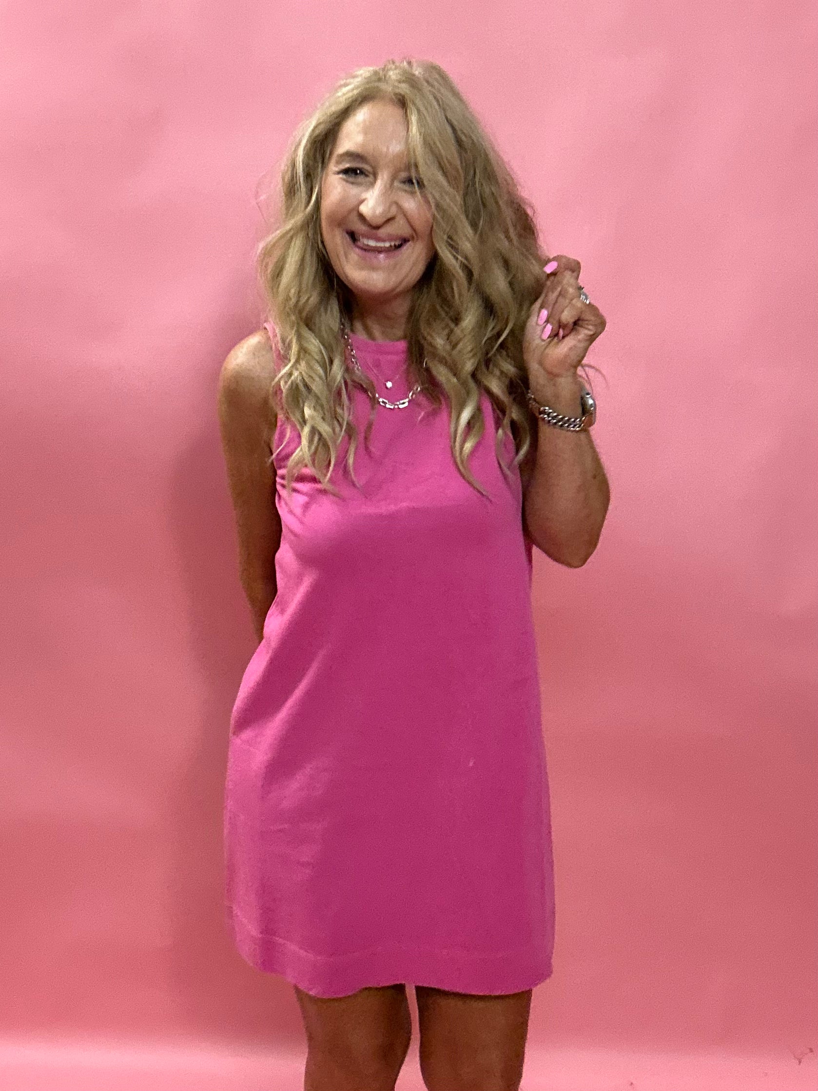 Sloane Tank Dress in Island Pink
