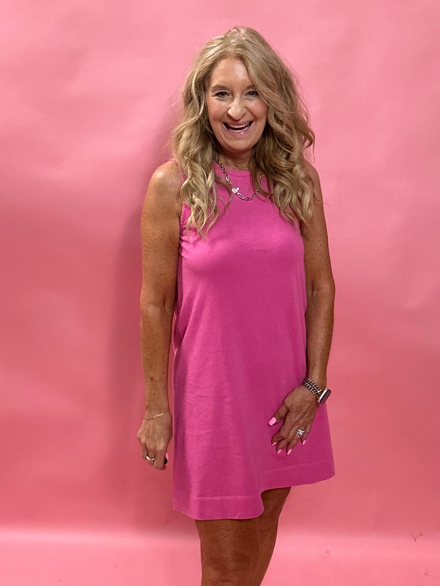 Sloane Tank Dress in Island Pink