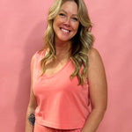 Sloane V-Neck Sleeveless Tank in Sunset Pink