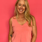 Sloane V-Neck Sleeveless Tank in Sunset Pink - Shabby 2 Chic Boutiques
