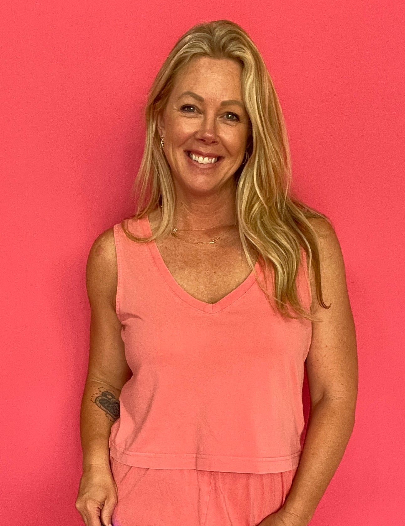 Sloane V-Neck Sleeveless Tank in Sunset Pink - Shabby 2 Chic Boutiques