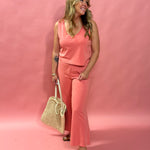 Sloane V-Neck Sleeveless Tank in Sunset Pink