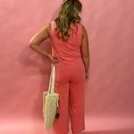 Sloane V-Neck Sleeveless Tank in Sunset Pink