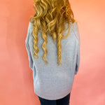 Slouch & Style V-Neck Ribbed Mock Neck Tunic Sweater