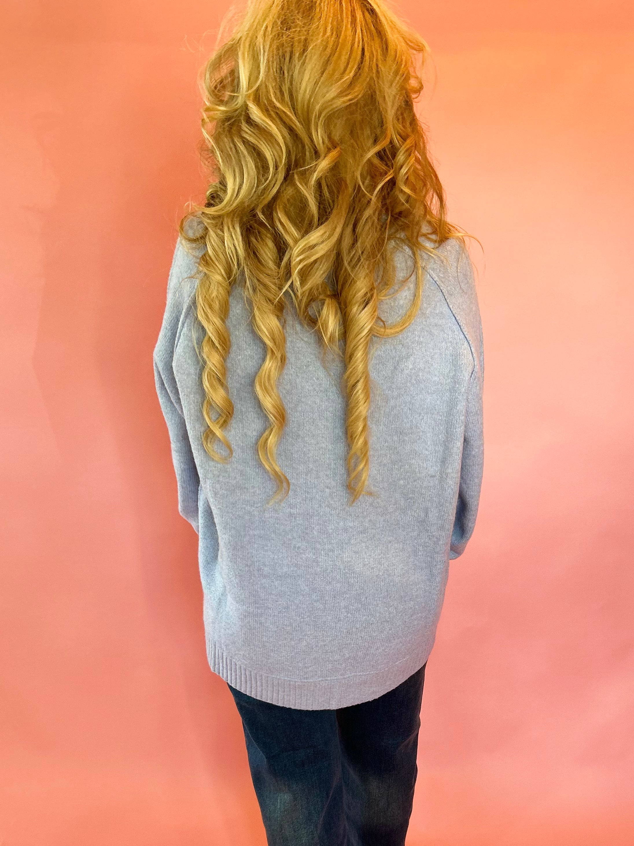 Slouch & Style V-Neck Ribbed Mock Neck Tunic Sweater