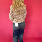 Smocked Waist Gingham Peplum Top